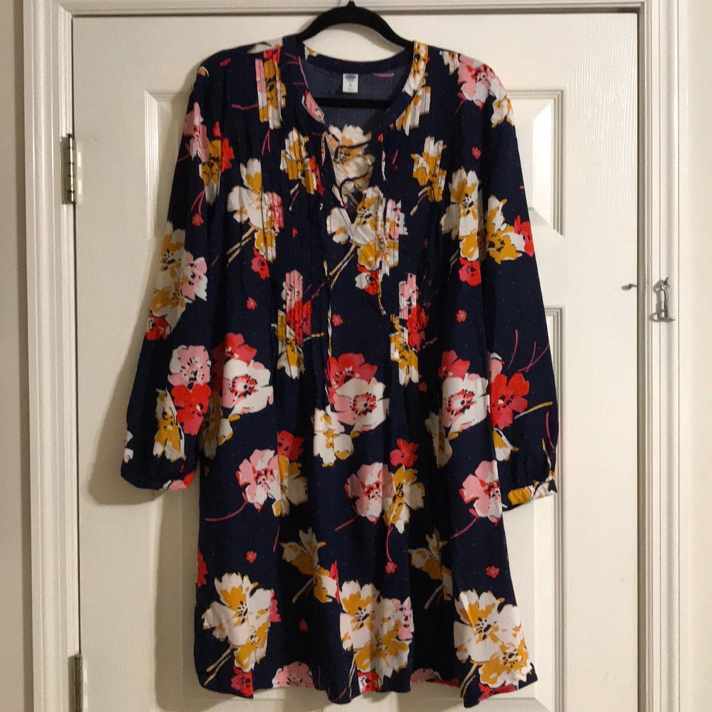 Navy floral tunic dress